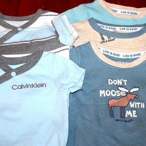 Baby Boy Bodysuit Bundle - 3-6 Months - Calvin Klein & Life Is Good - 5 Pieces